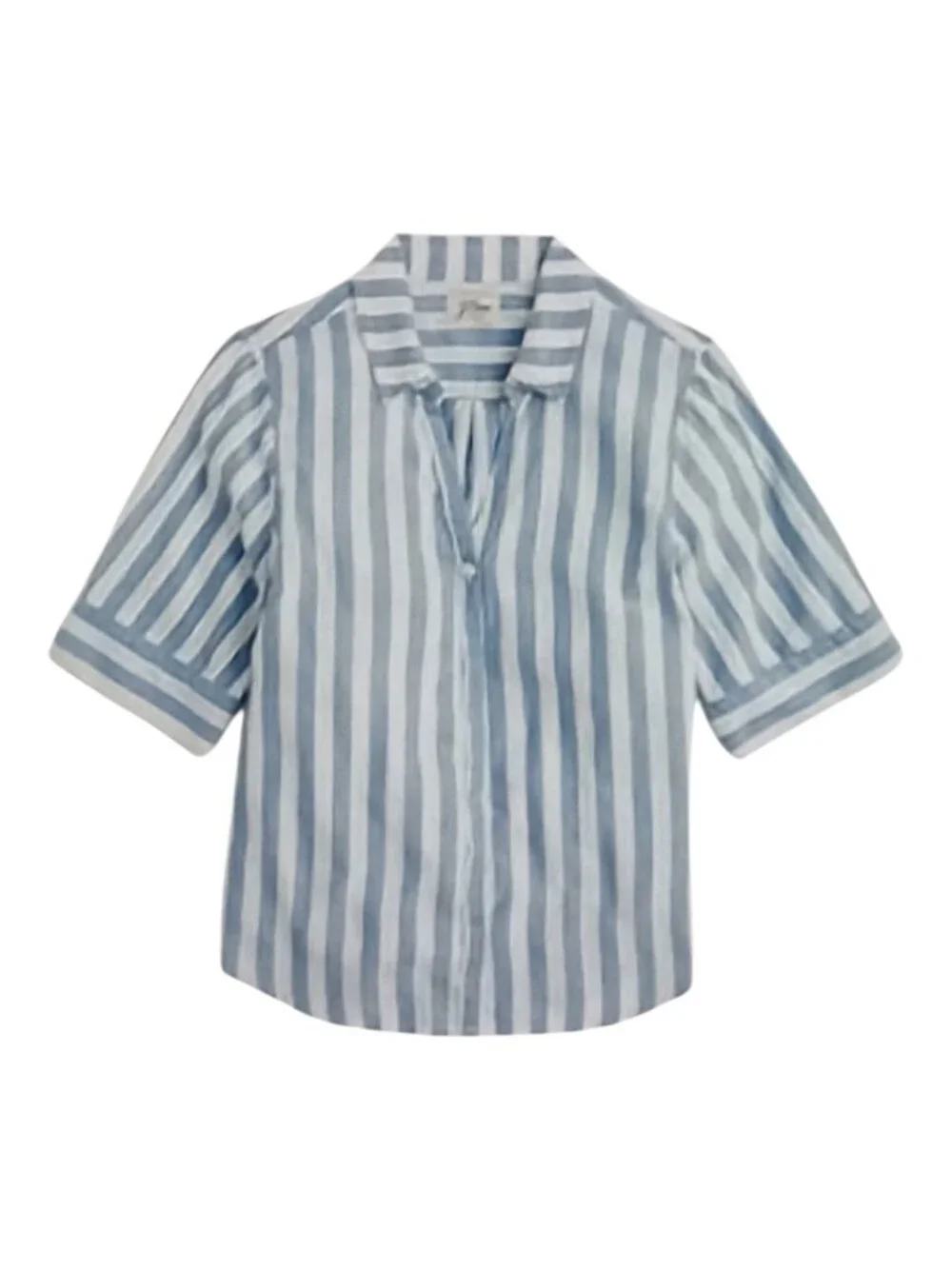 J CREW Women's Small Light blue White Vertical Stripe Top Shirt Classic Preppy